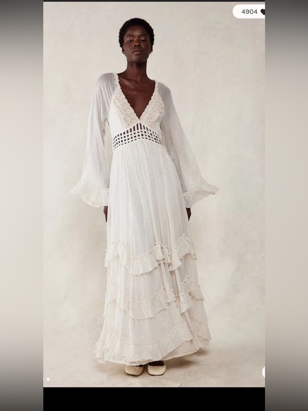 Free People Seraphina Metallic Ruffles
Lattice Cutouts Maxi Dress size S $350 - Picture 2 of 12